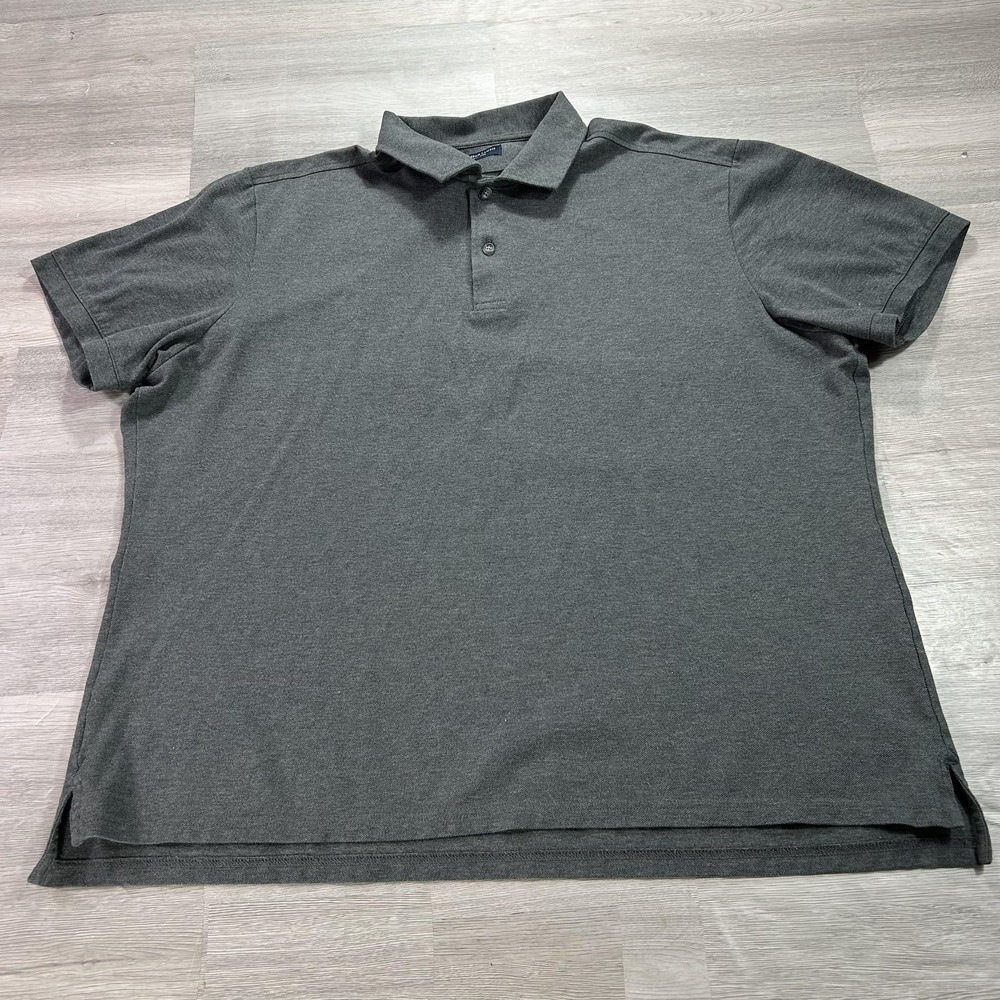 Proper Cloth Polo Shirt Mens XL Charcoal Gray Easy Care Slim Fit Cotton Knit
